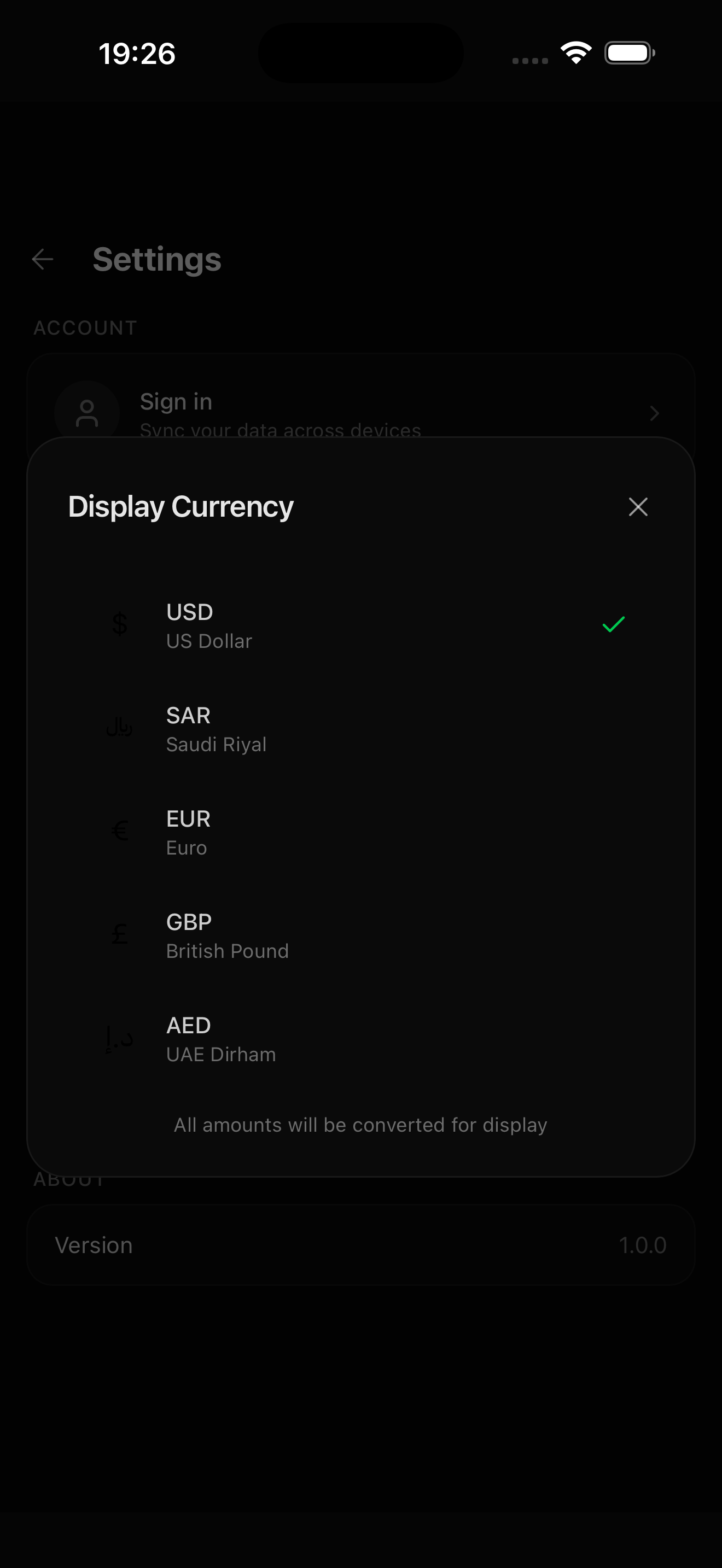 Display Currency